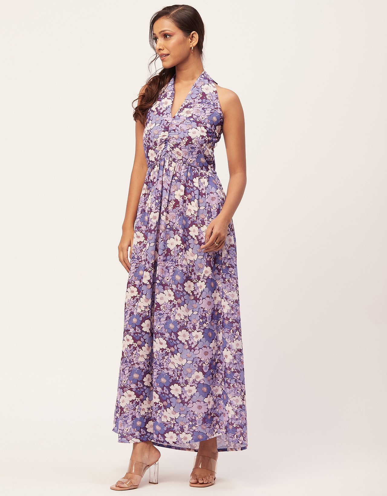 Halter Maxi Dress, V-Neck