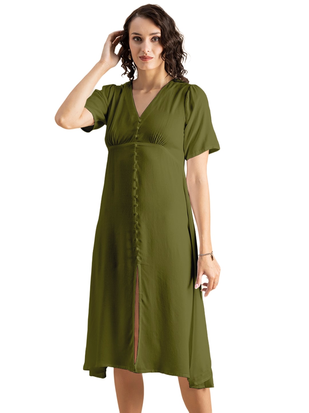 Front Slit Midi Dress