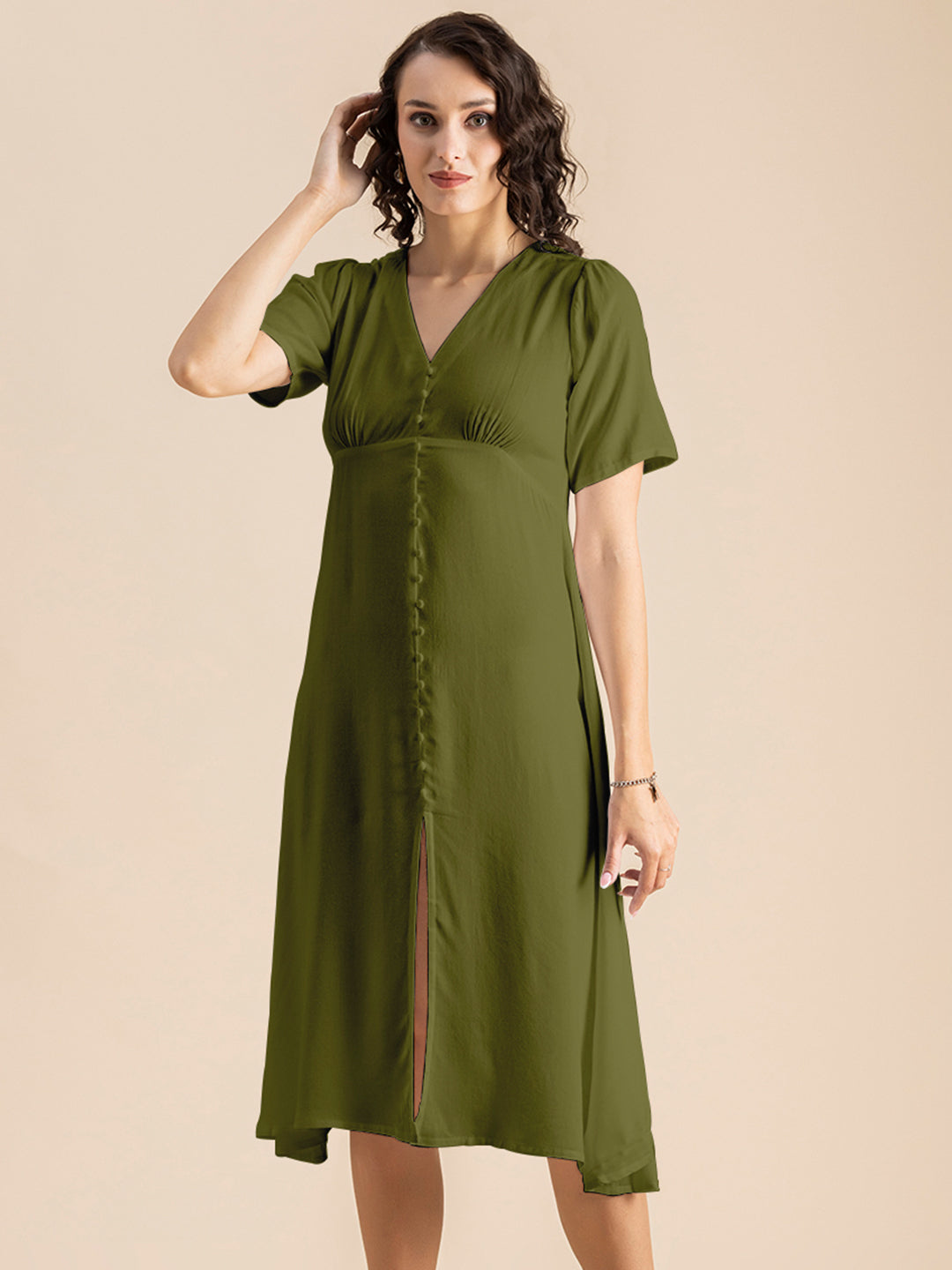 Front Slit Midi Dress