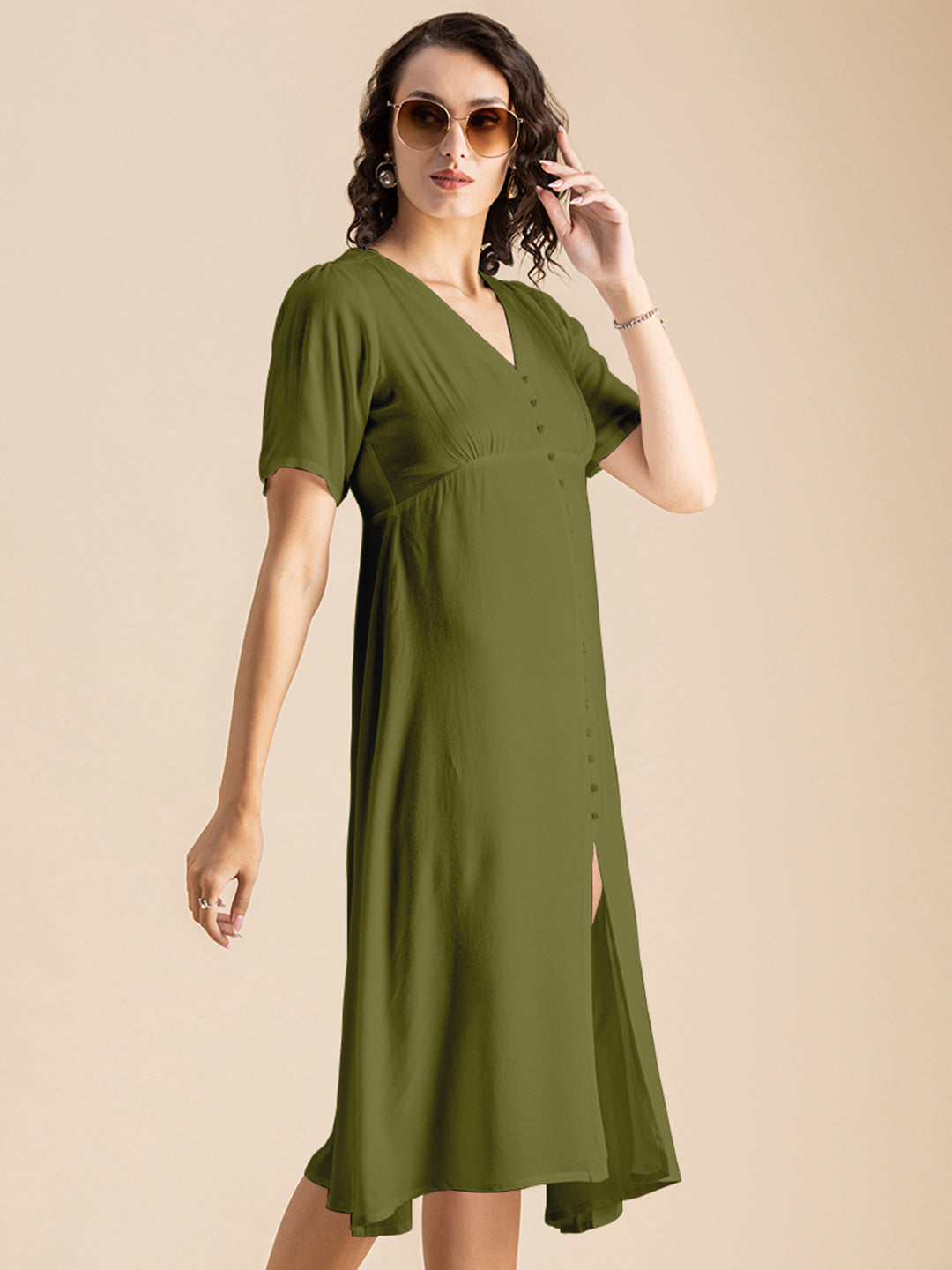 Front Slit Midi Dress