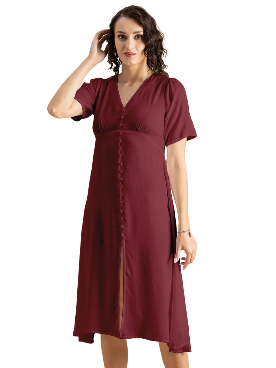 Front Slit Midi Dress