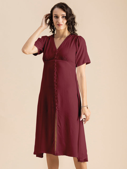 Front Slit Midi Dress