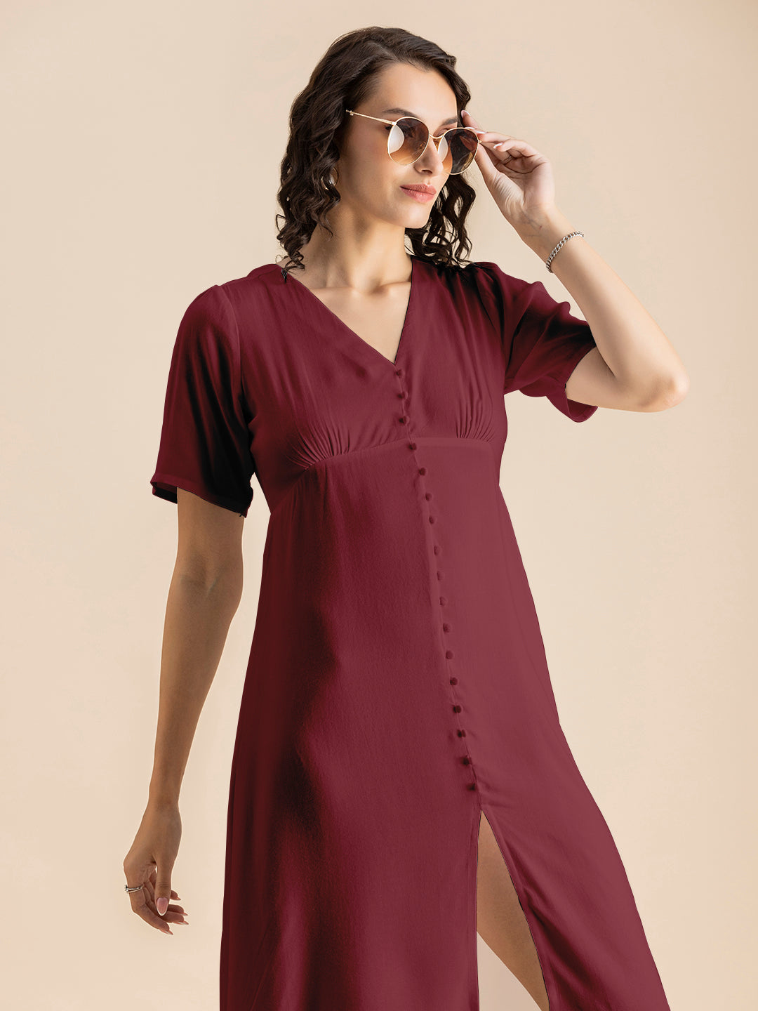 Front Slit Midi Dress