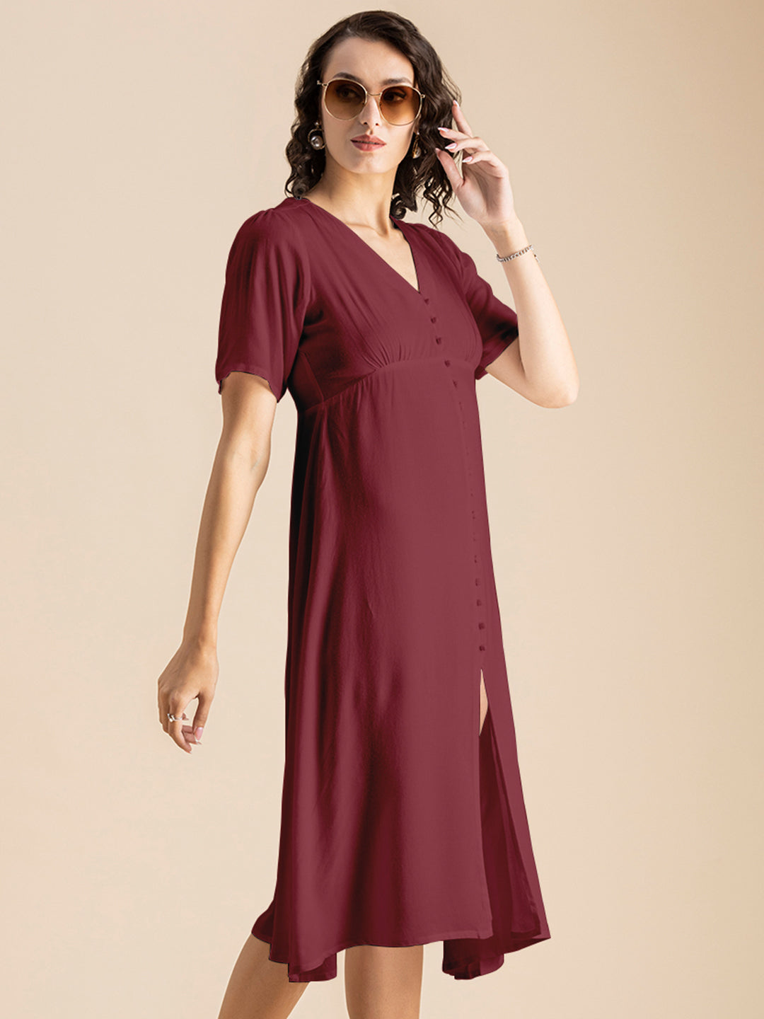 Front Slit Midi Dress