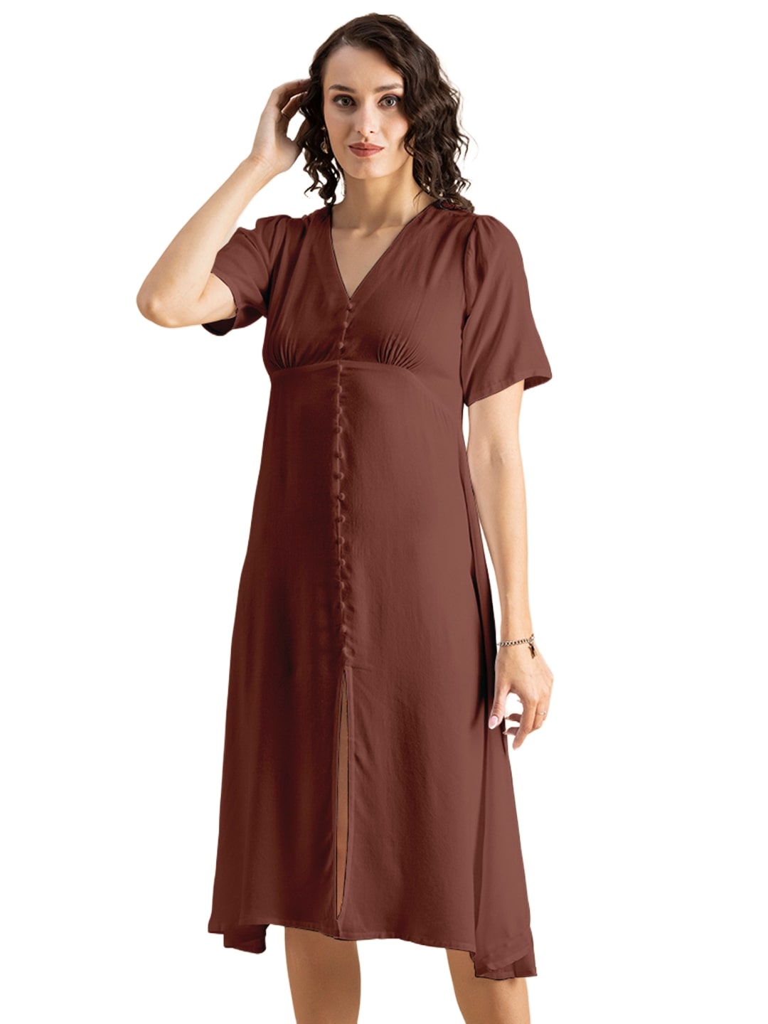 Front Slit Midi Dress