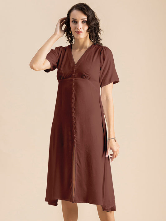 Front Slit Midi Dress