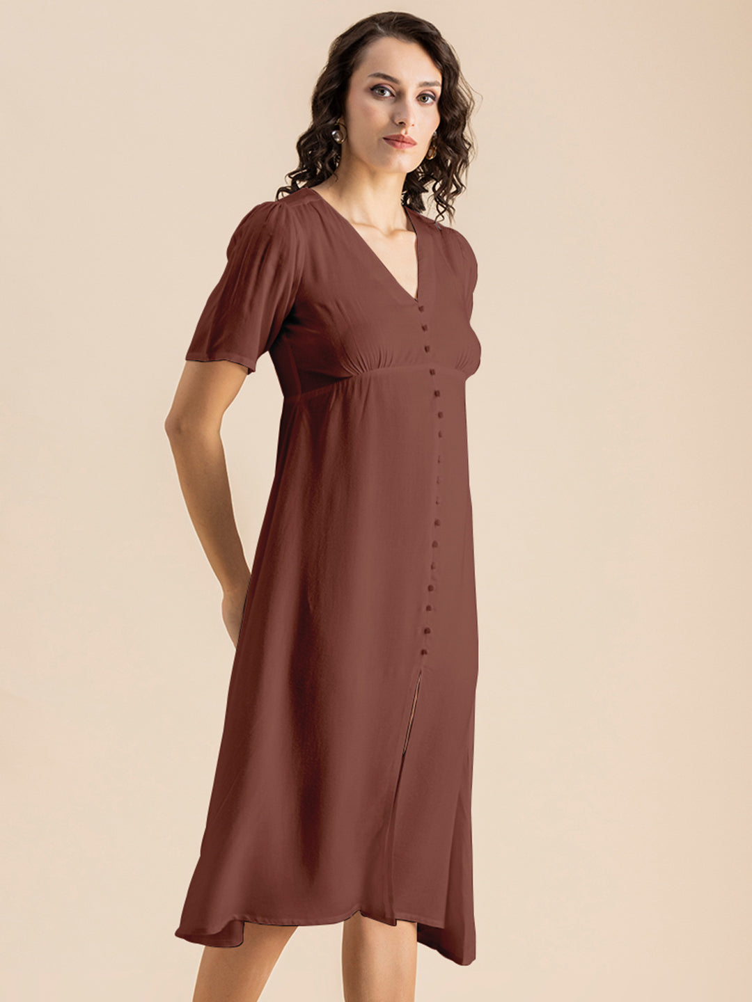 Front Slit Midi Dress
