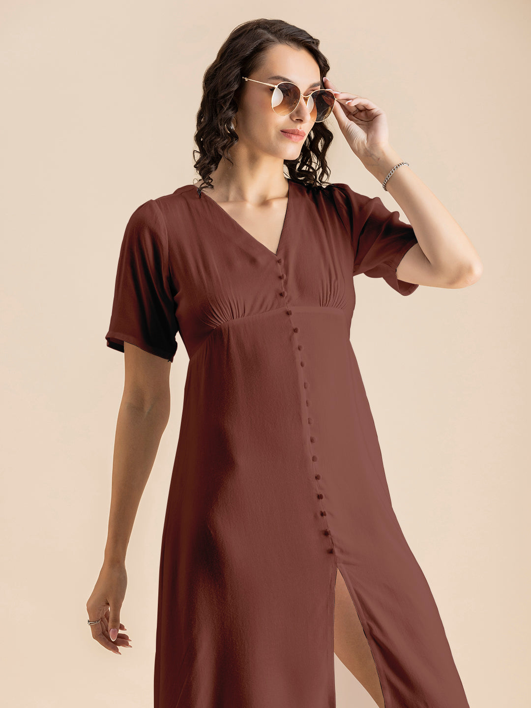 Front Slit Midi Dress