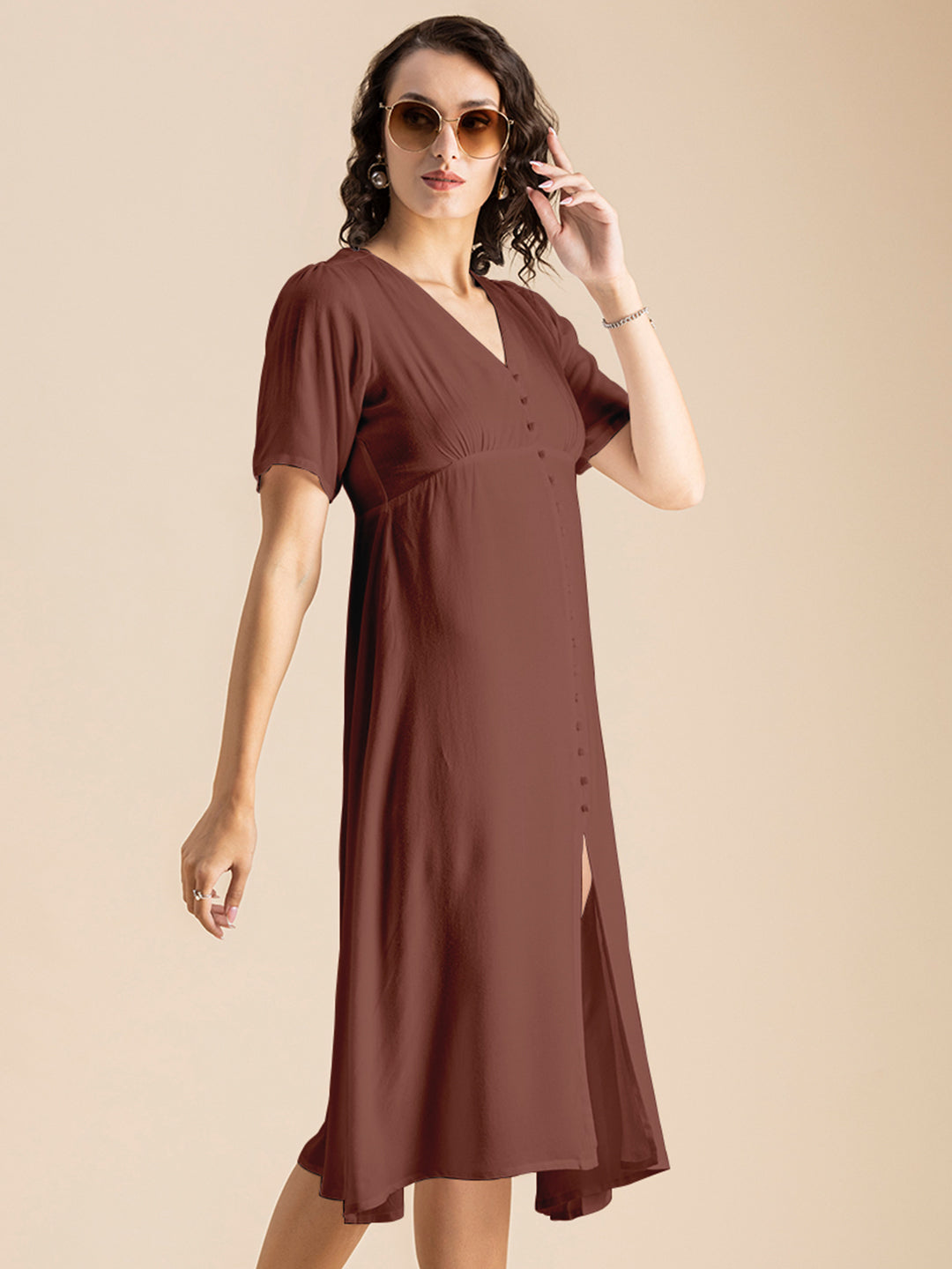 Front Slit Midi Dress
