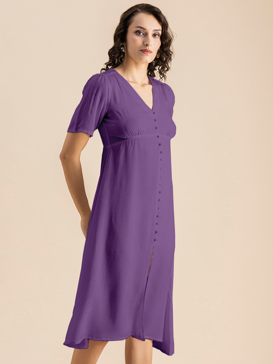 Front Slit Midi Dress