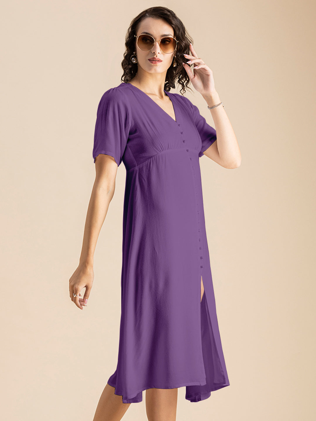 Front Slit Midi Dress
