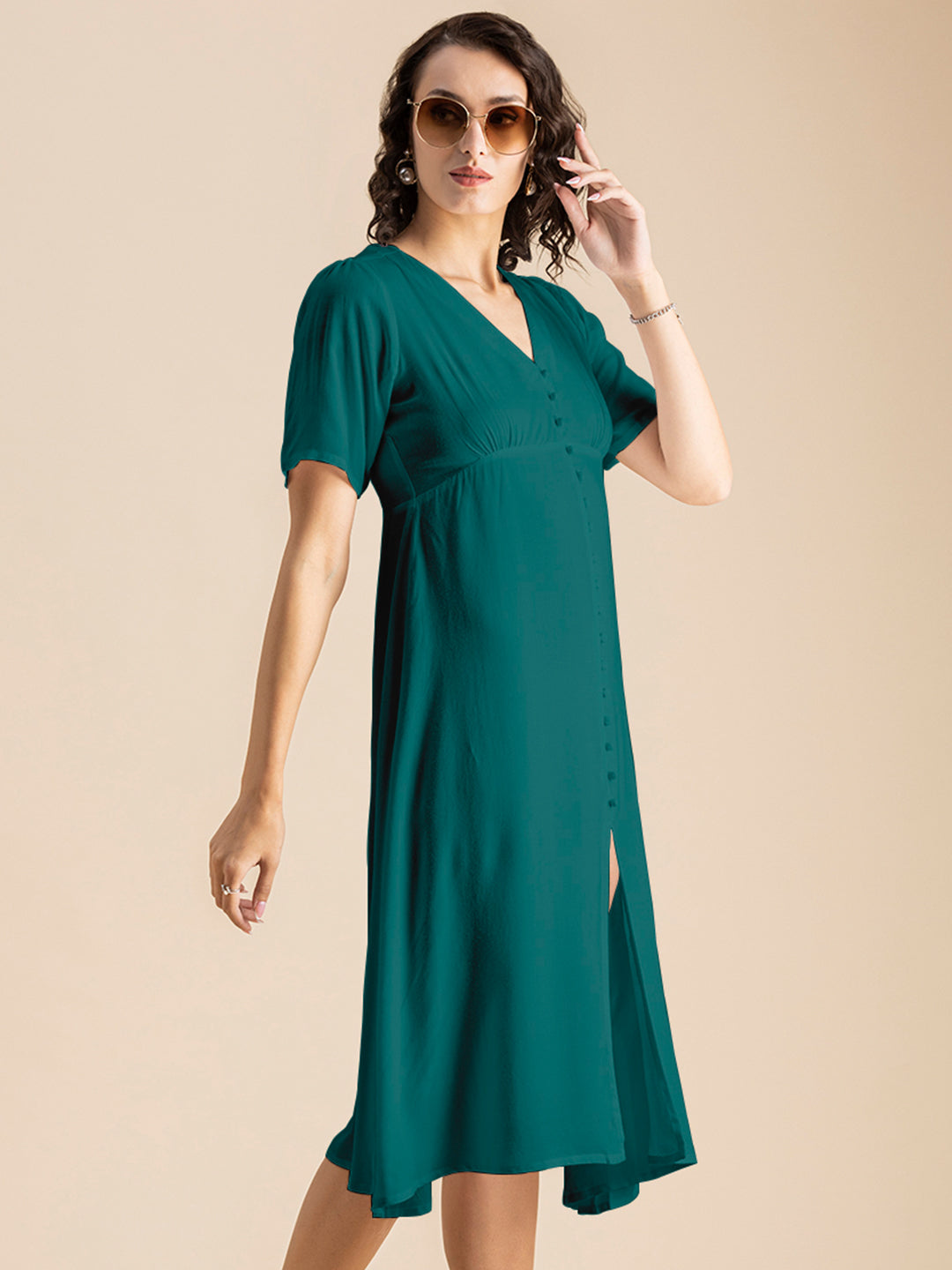 Front Slit Midi Dress