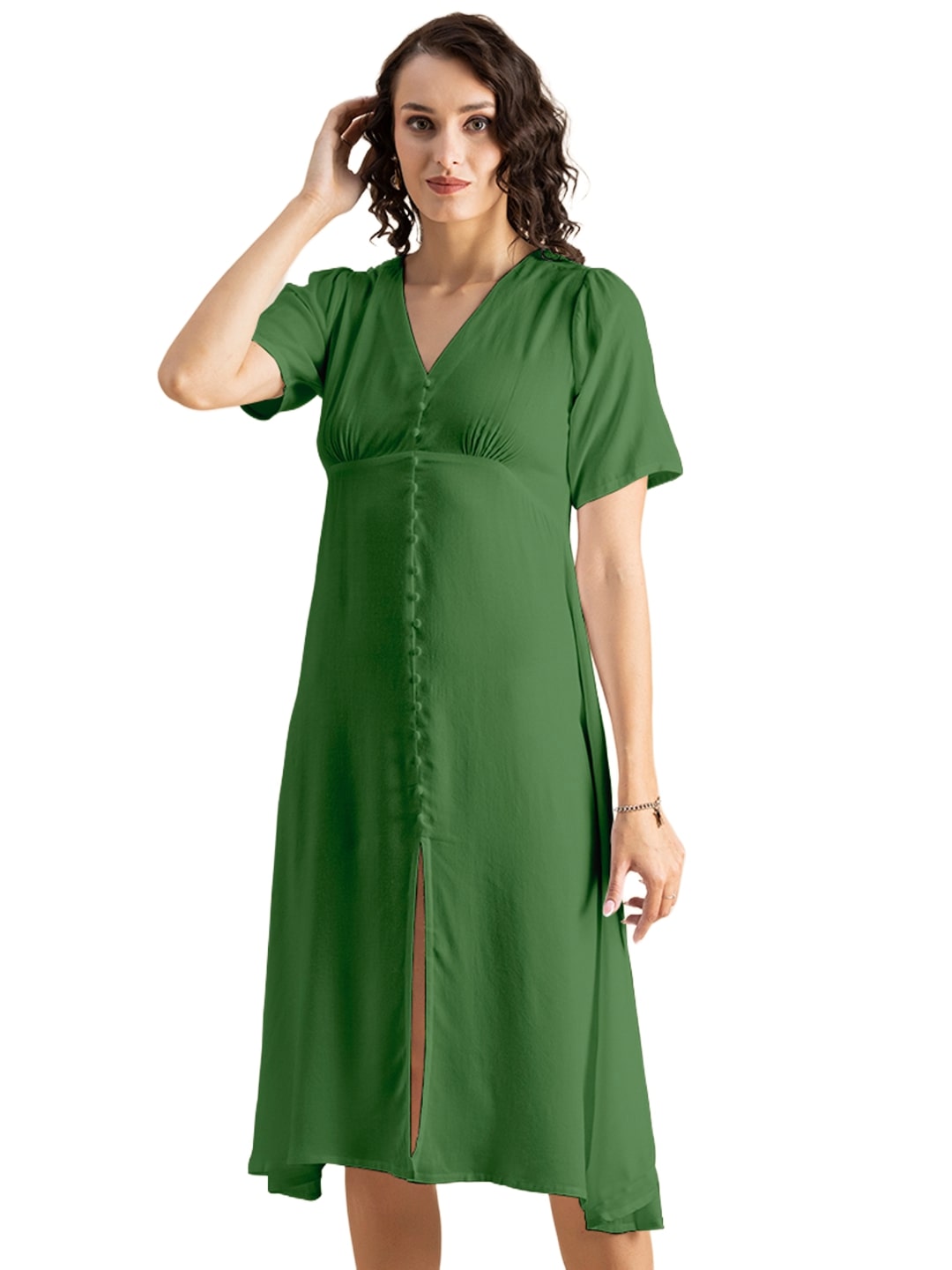Front Slit Midi Dress