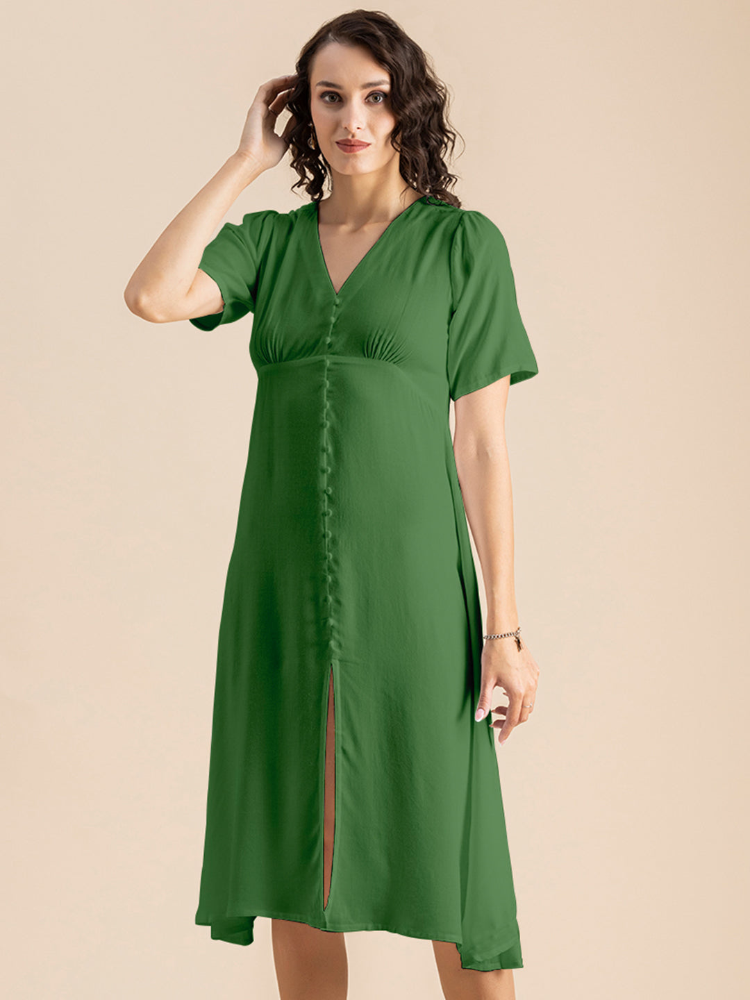 Front Slit Midi Dress