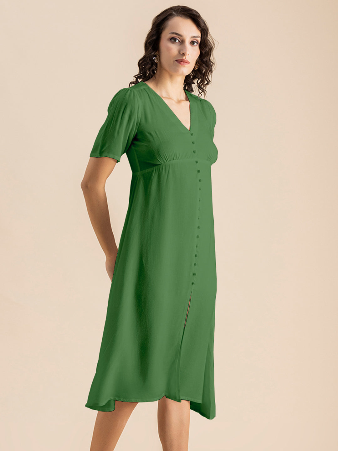 Front Slit Midi Dress
