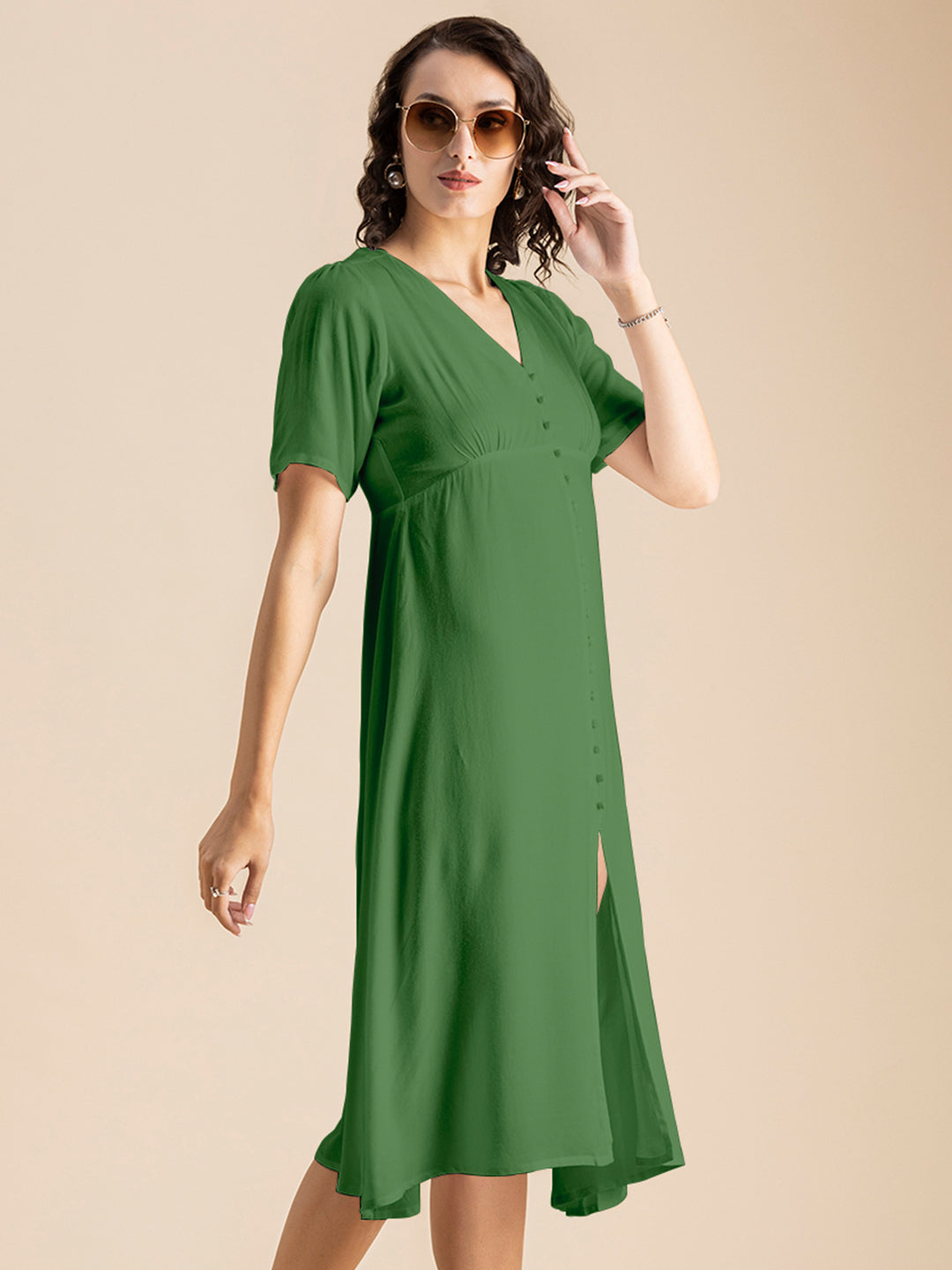 Front Slit Midi Dress