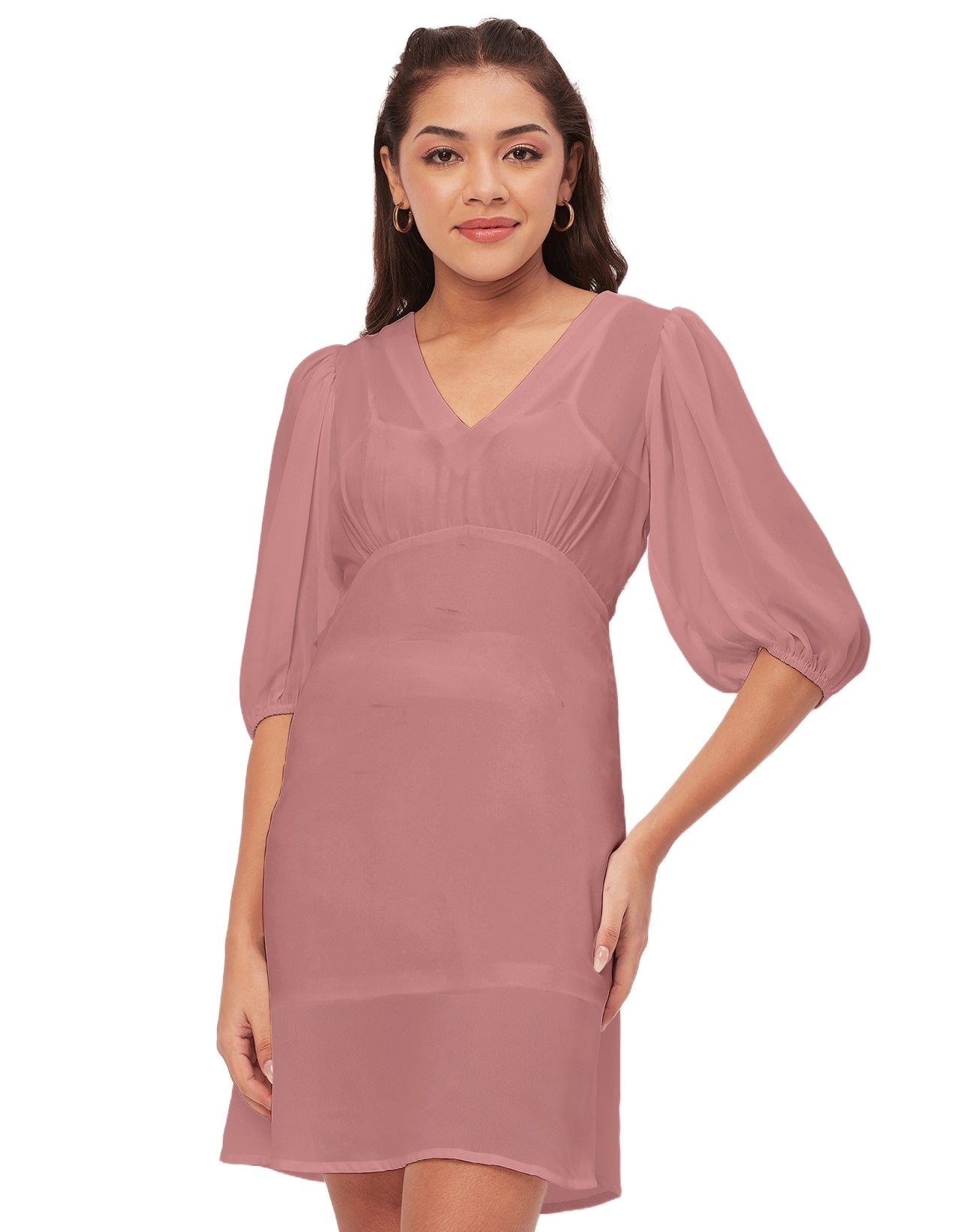 Color Shift Dress, V-Neck