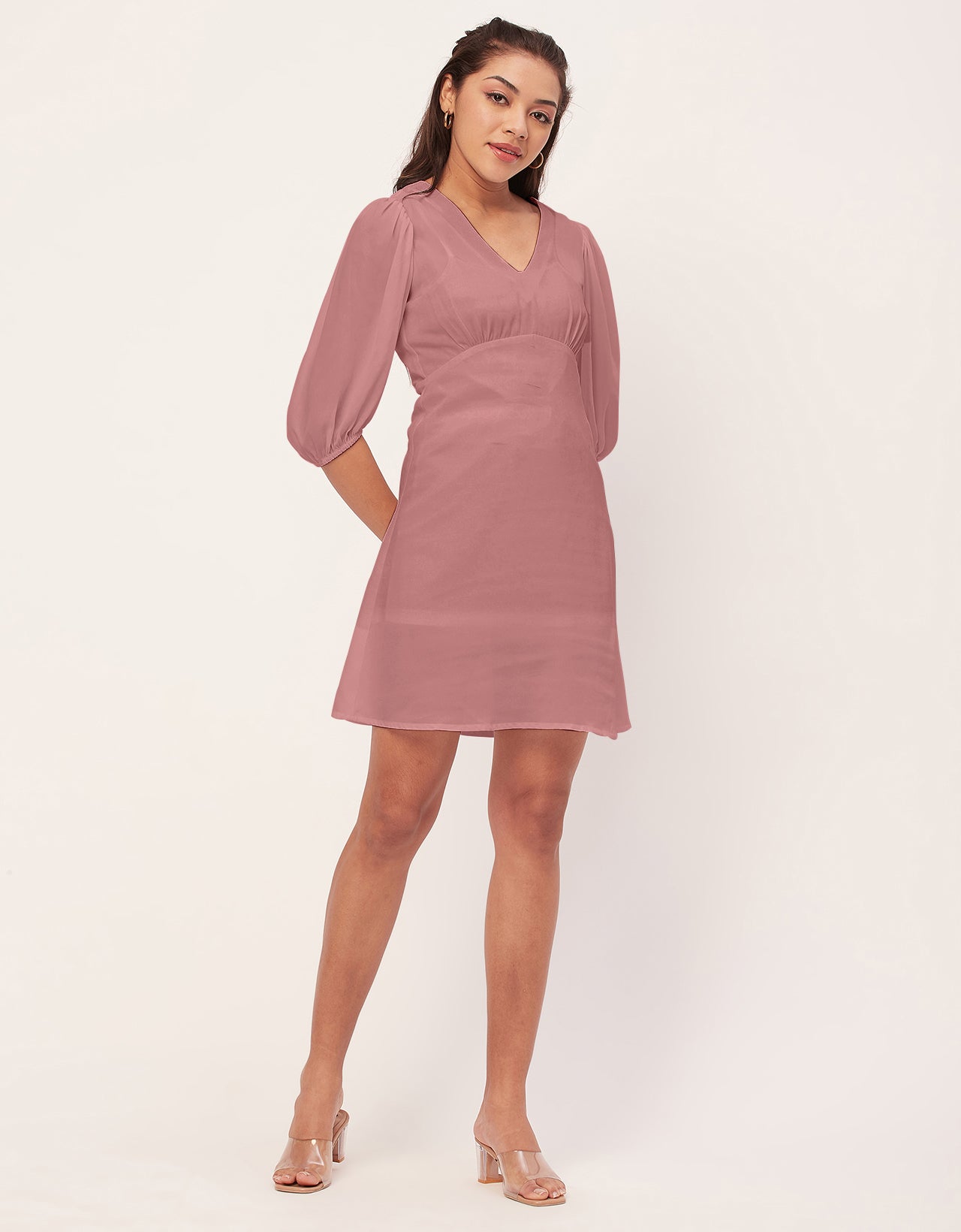 Color Shift Dress, V-Neck