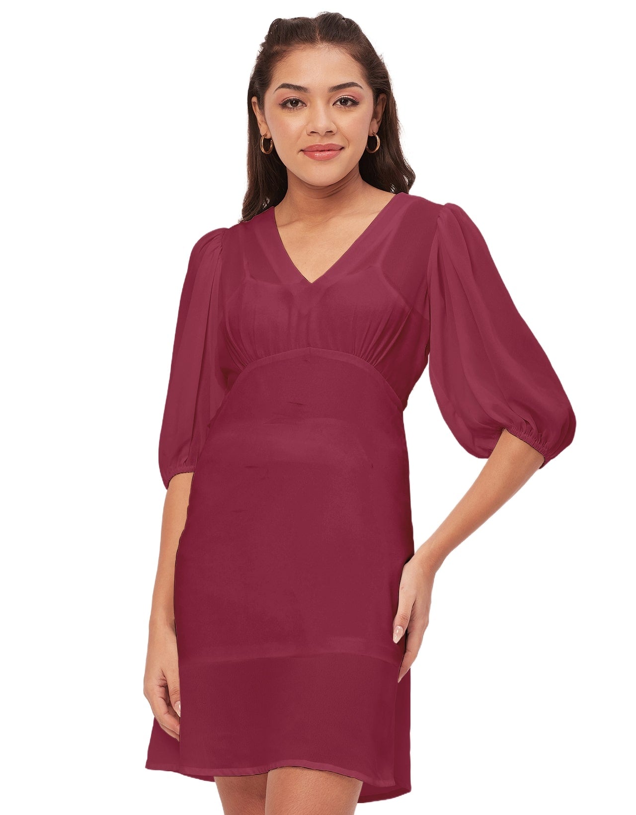 Color Shift Dress, V-Neck