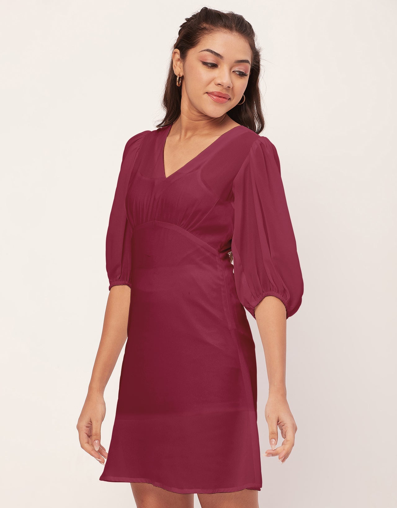 Color Shift Dress, V-Neck