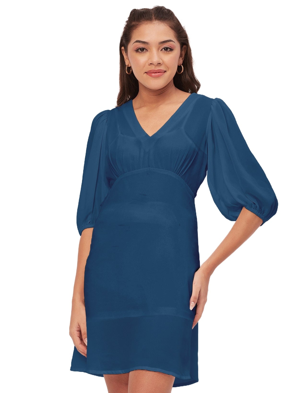 Color Shift Dress, V-Neck