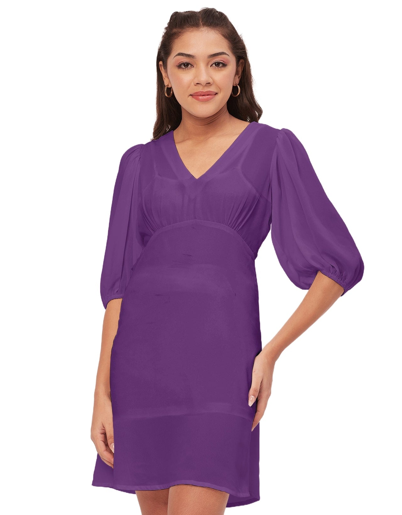 Color Shift Dress, V-Neck