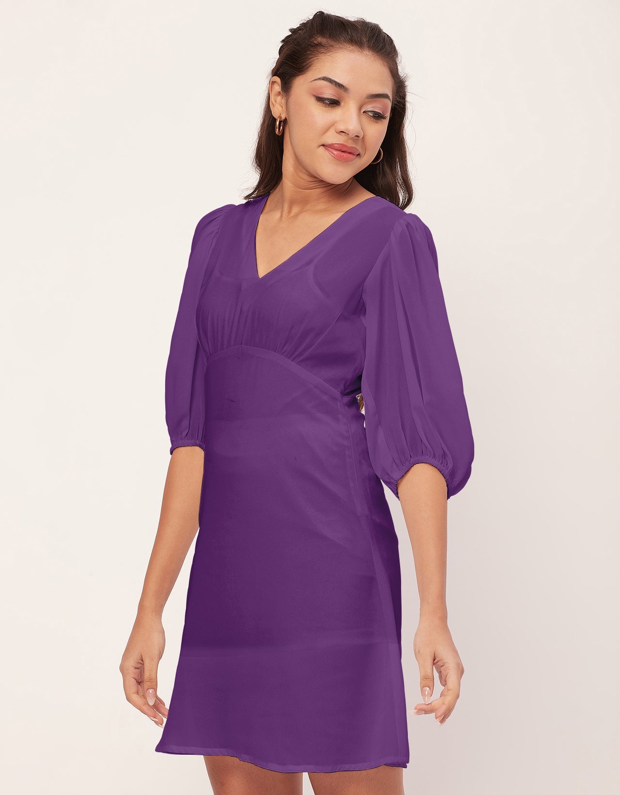 Color Shift Dress, V-Neck