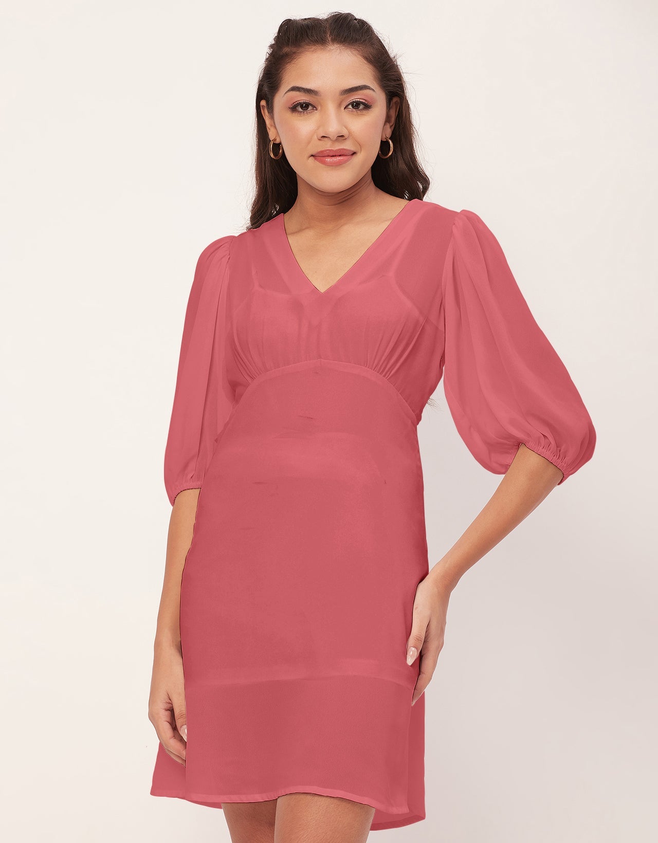 Color Shift Dress, V-Neck