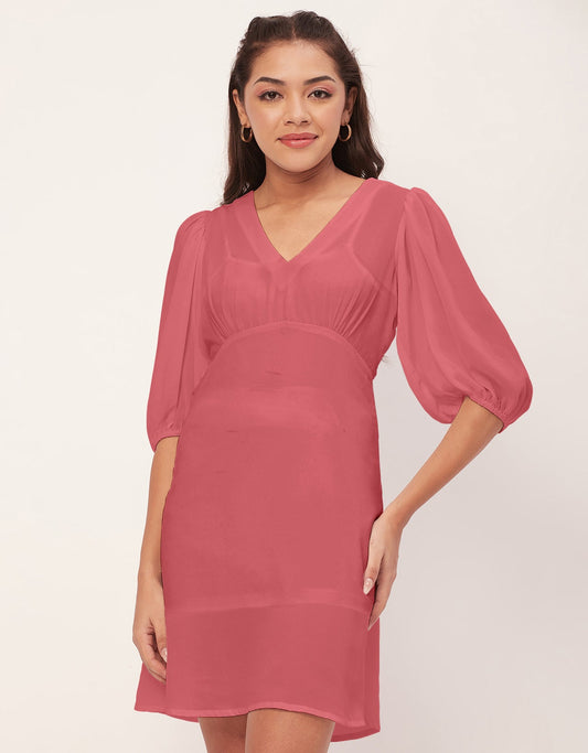 Color Shift Dress, V-Neck