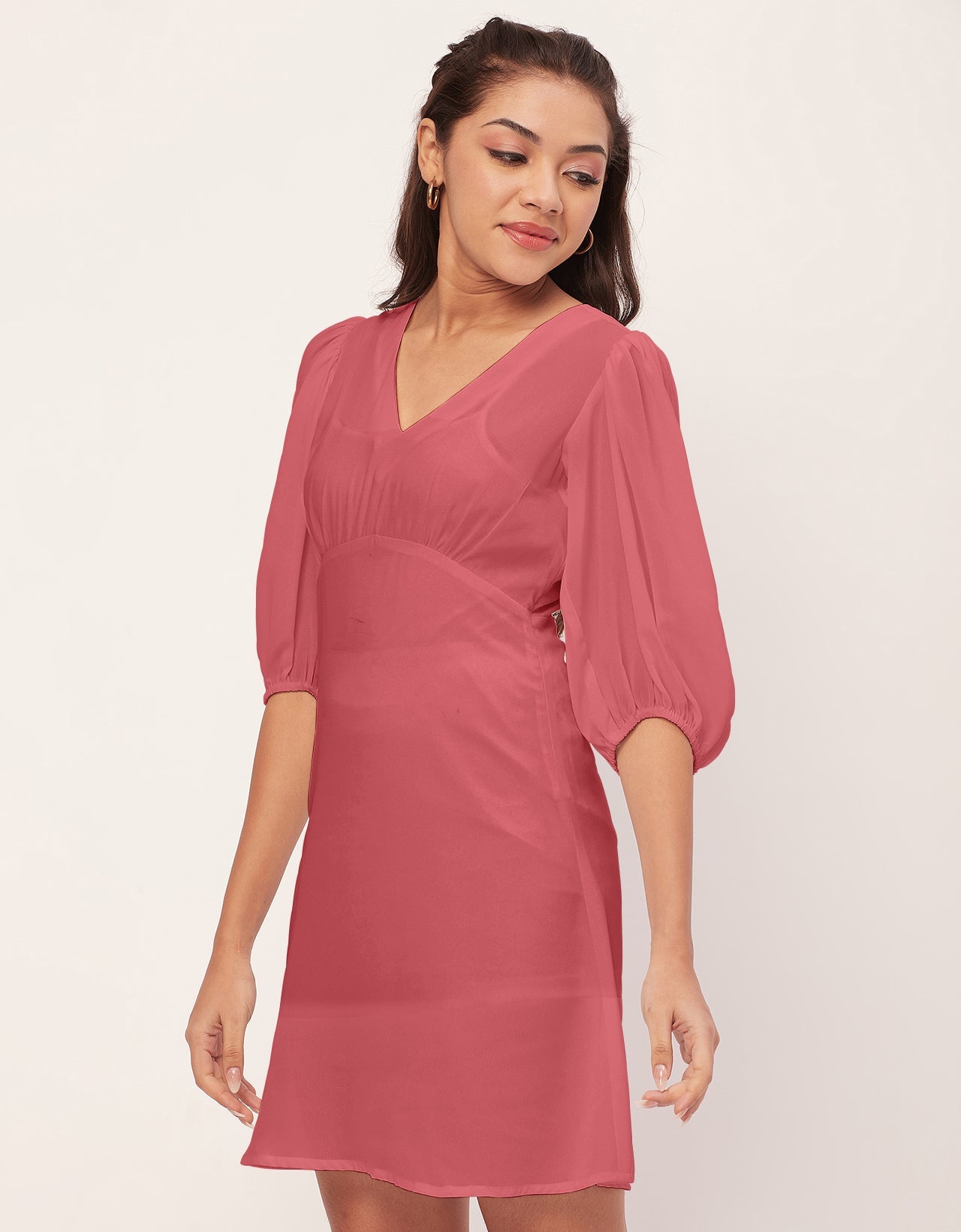 Color Shift Dress, V-Neck