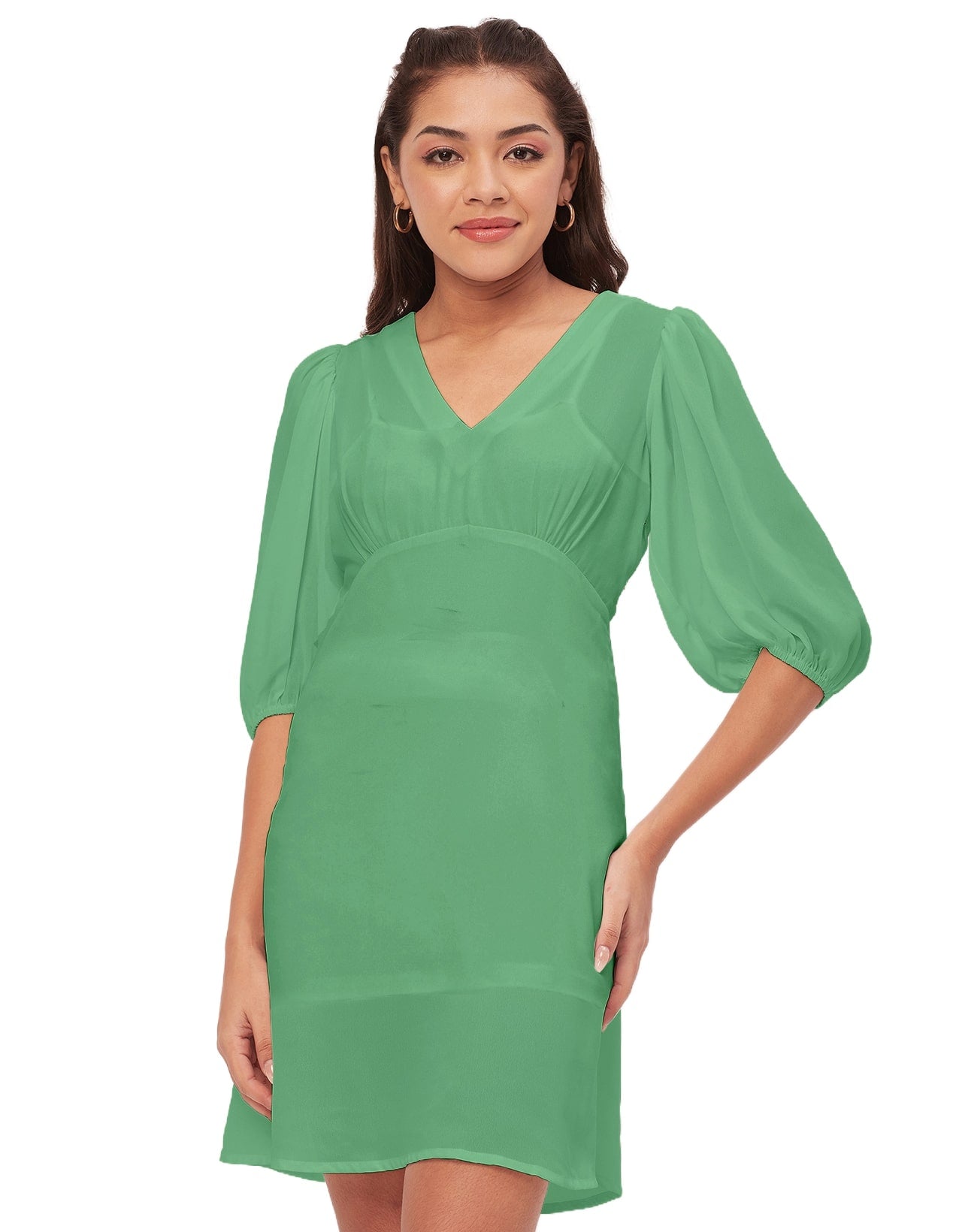 Color Shift Dress, V-Neck