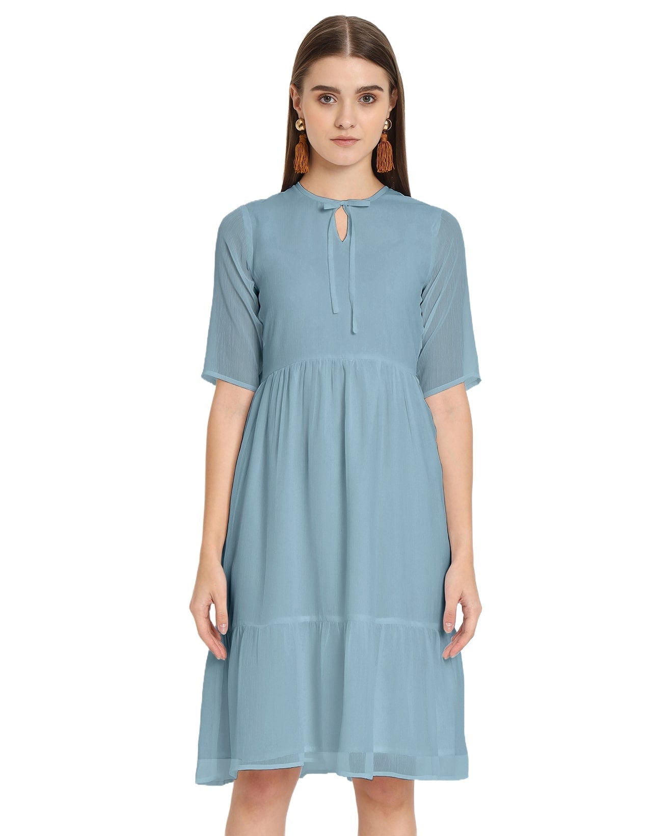 Solid Tiered Swing Dress