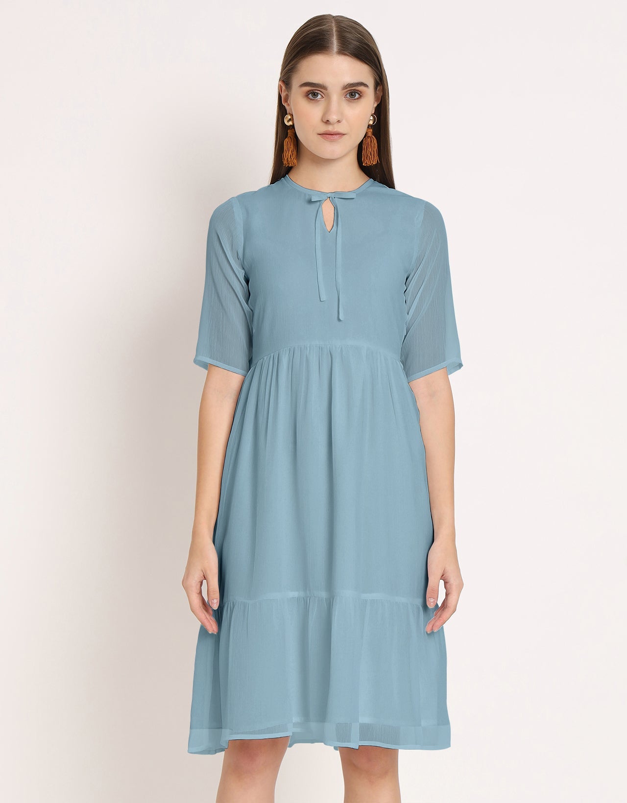 Solid Tiered Swing Dress