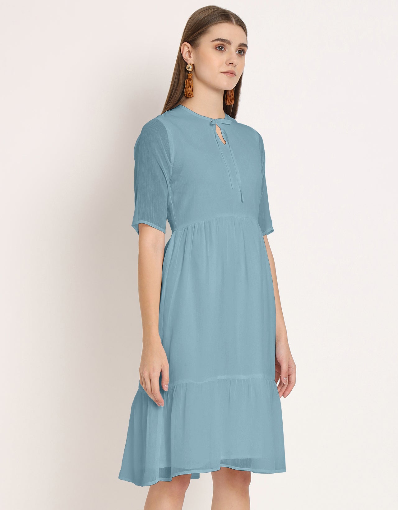 Solid Tiered Swing Dress
