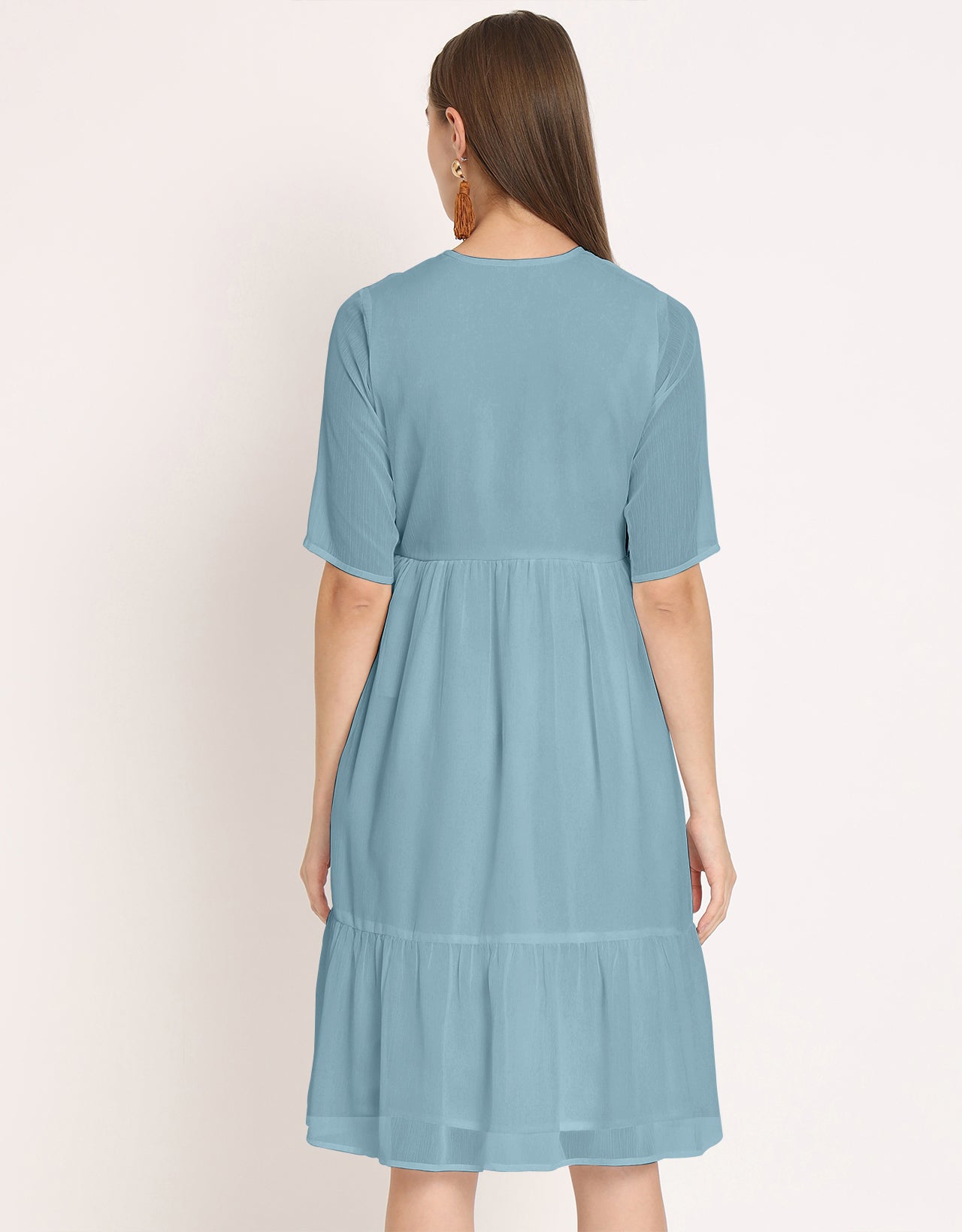 Solid Tiered Swing Dress