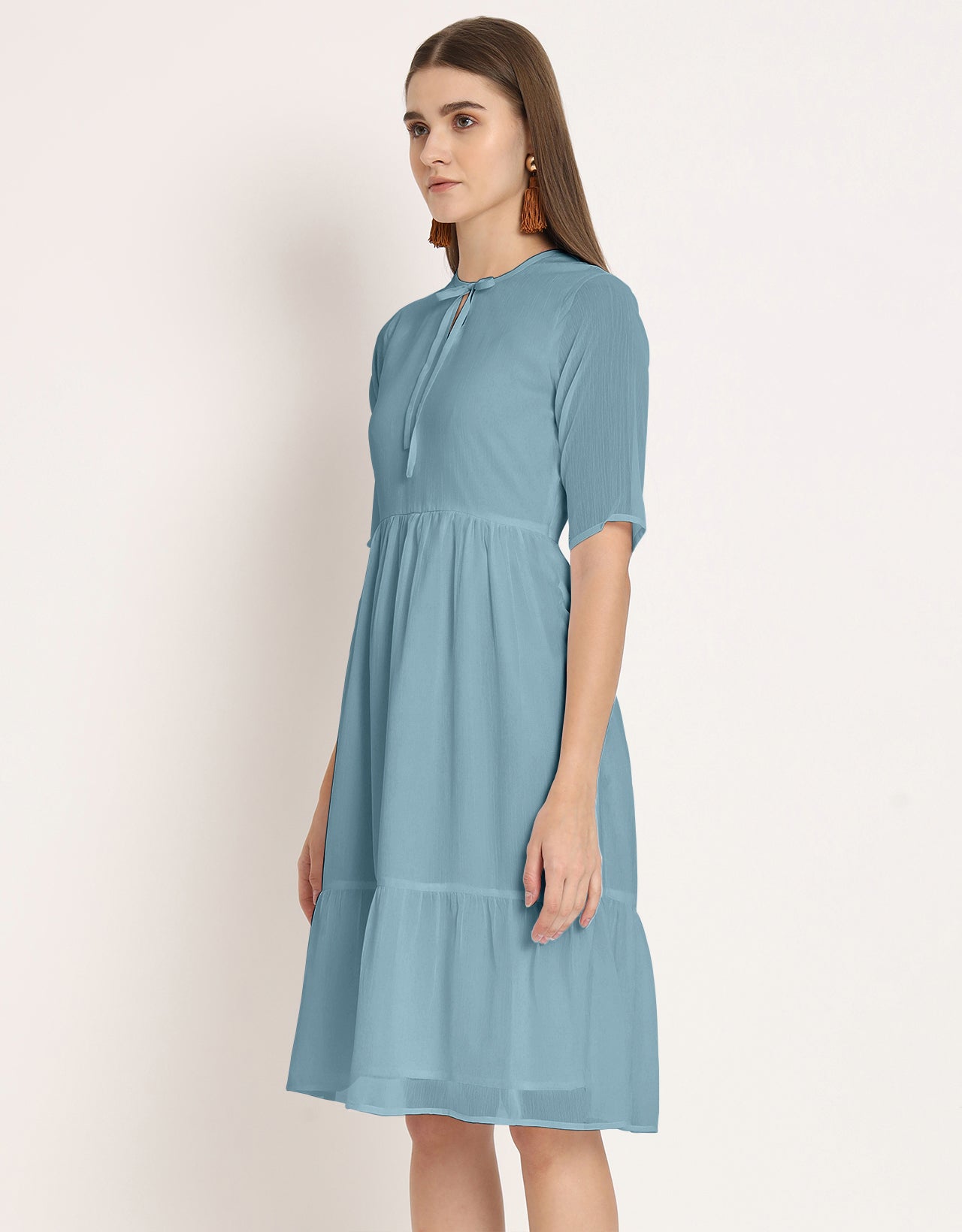 Solid Tiered Swing Dress