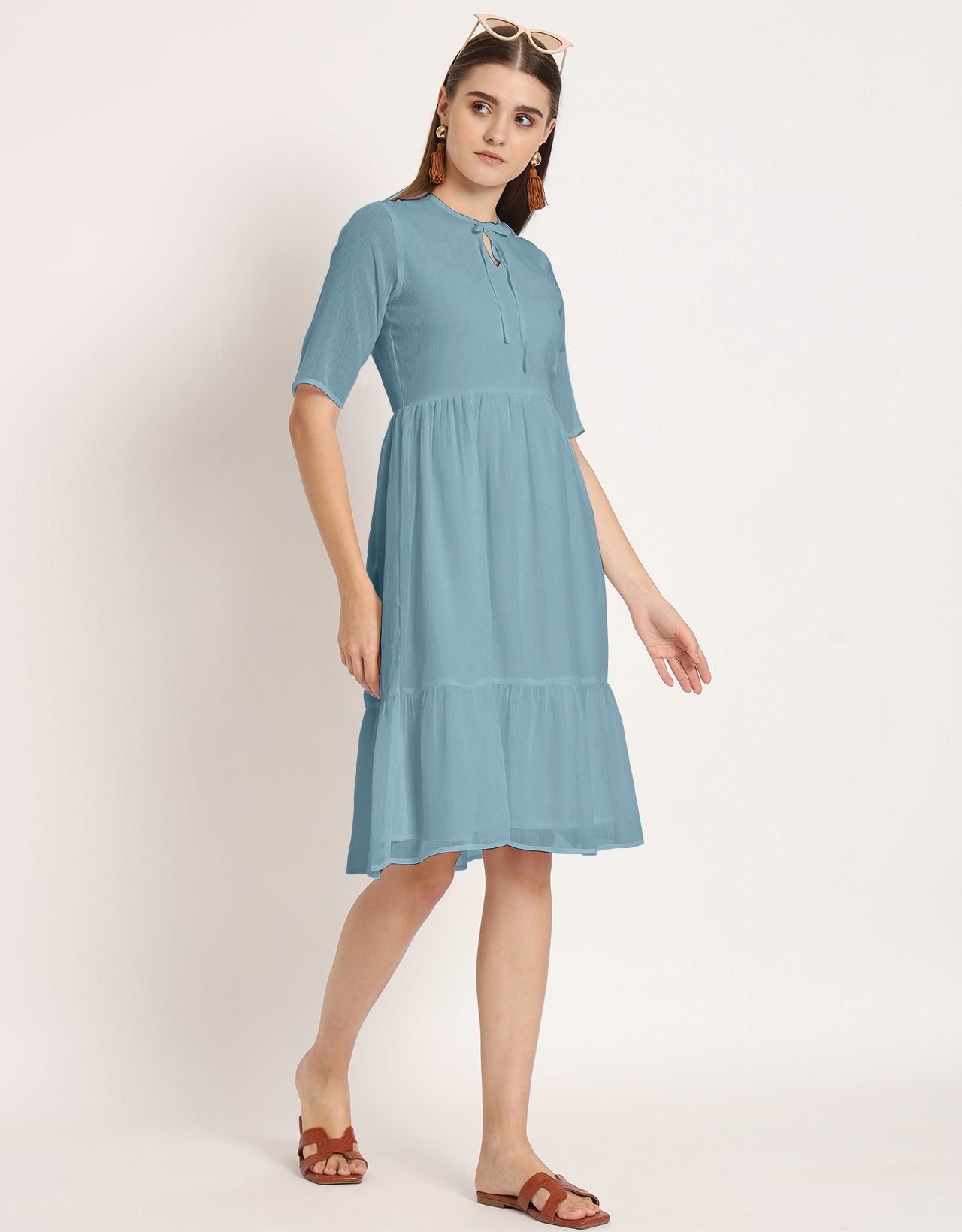 Solid Tiered Swing Dress