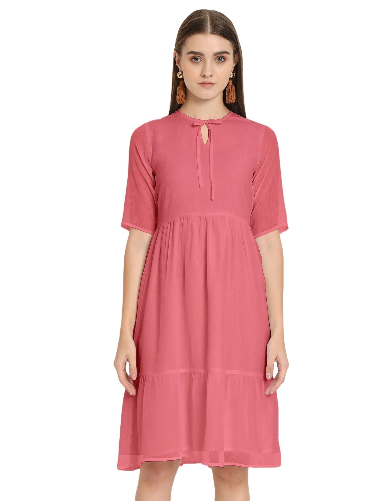 Solid Tiered Swing Dress