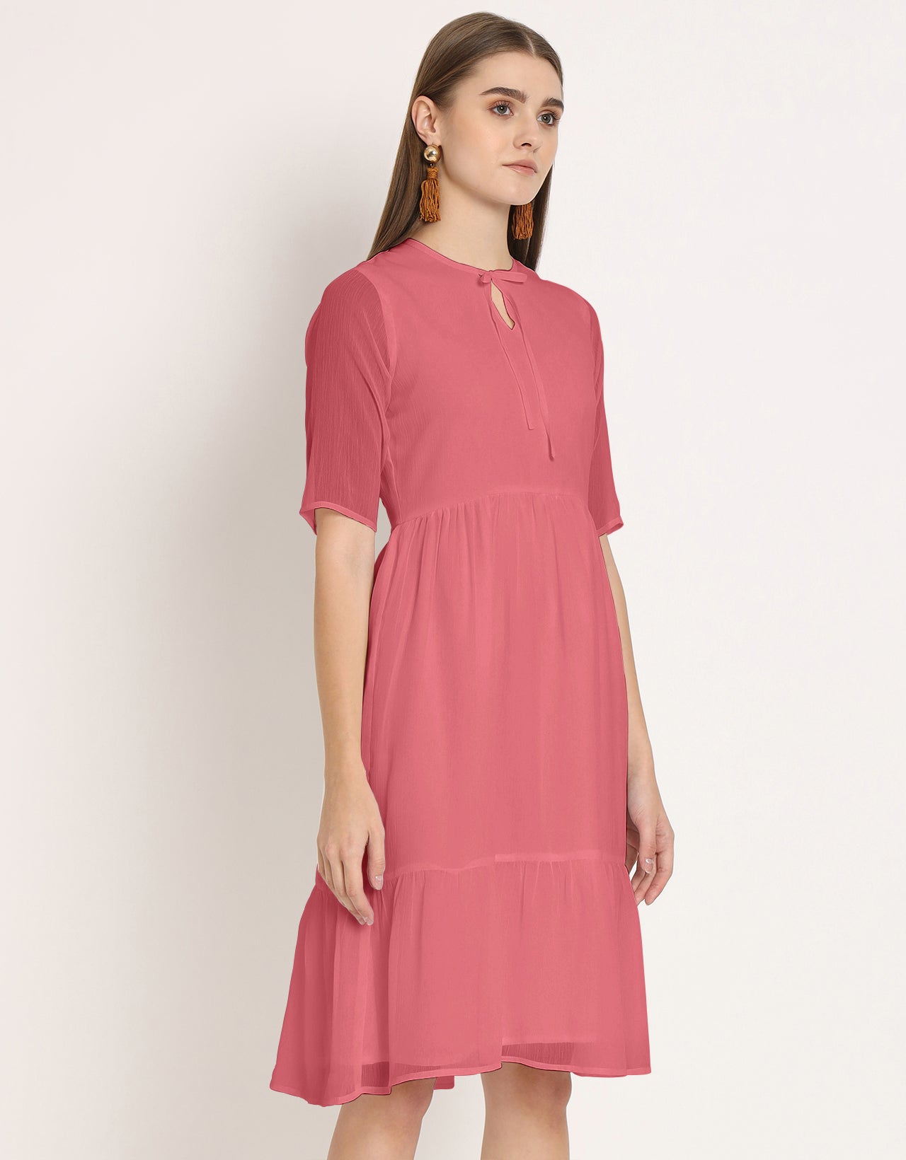 Solid Tiered Swing Dress