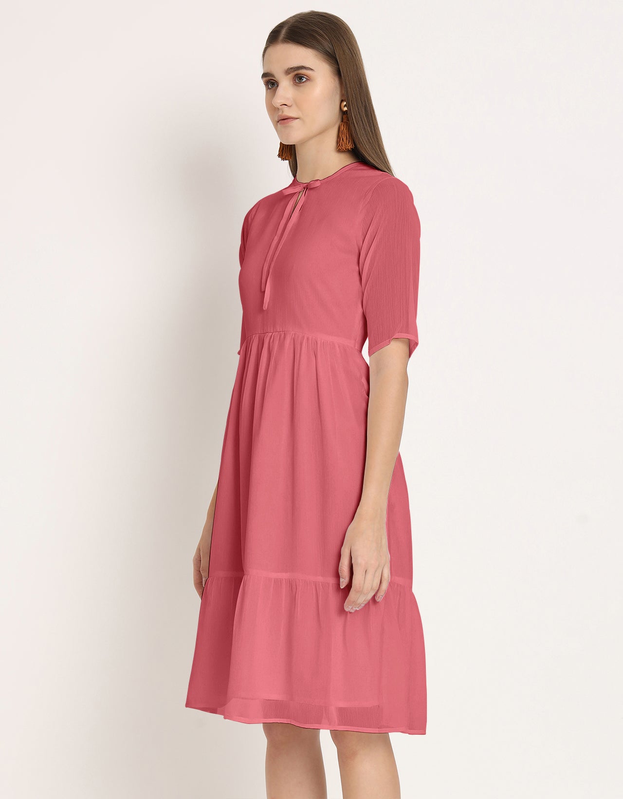 Solid Tiered Swing Dress
