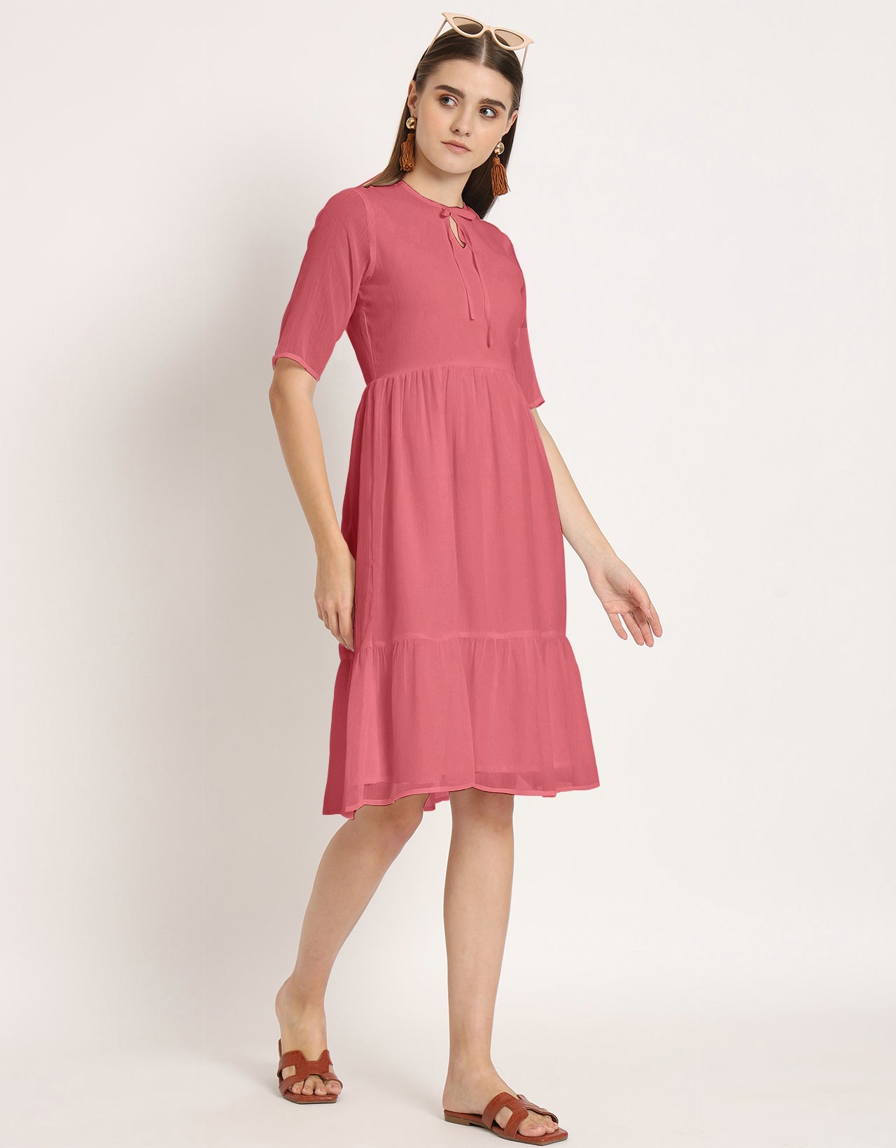 Solid Tiered Swing Dress