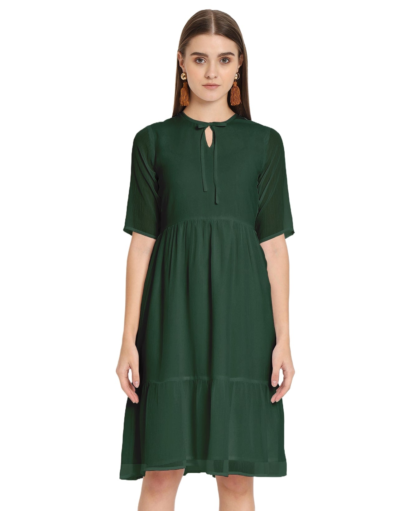 Solid Tiered Swing Dress