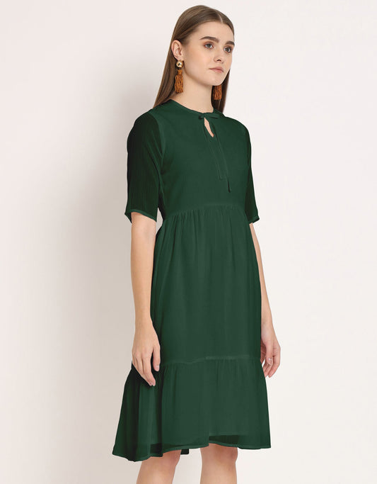 Solid Tiered Swing Dress