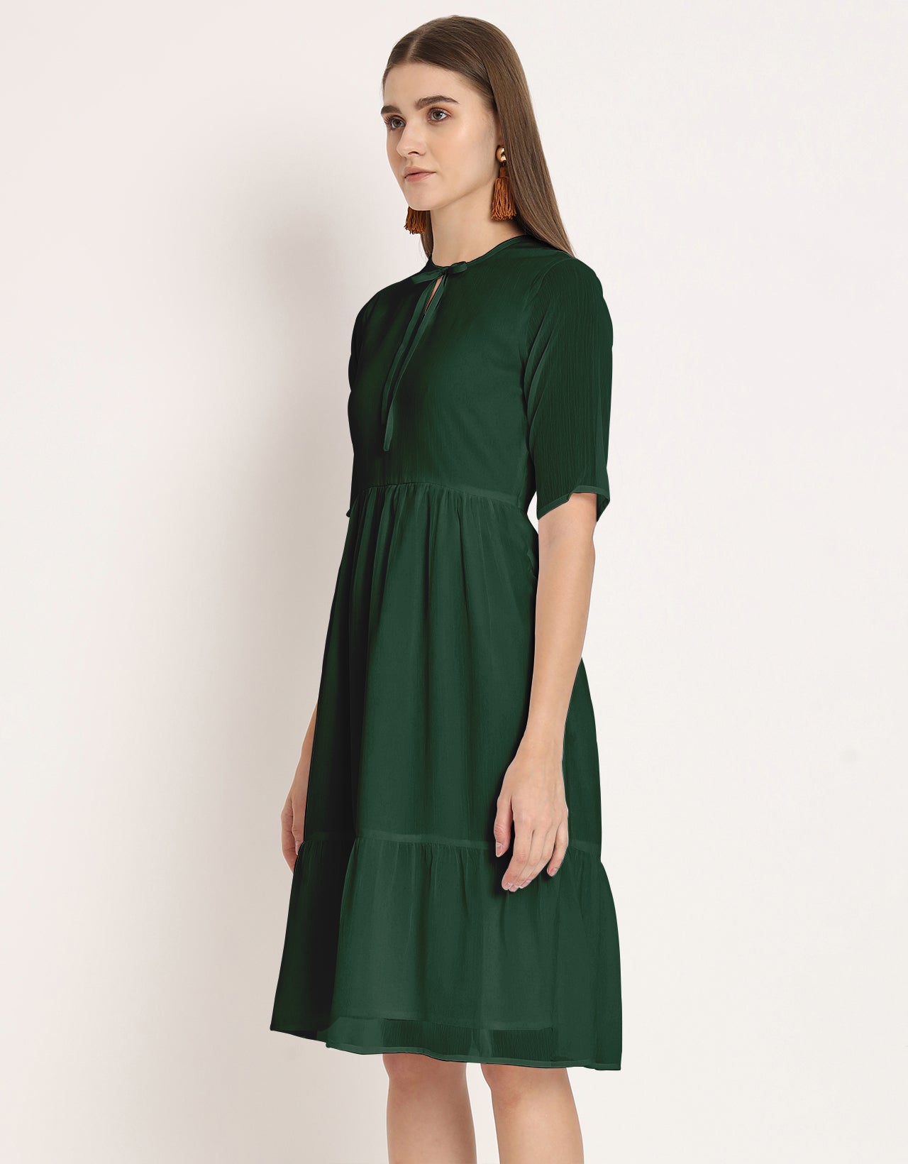 Solid Tiered Swing Dress