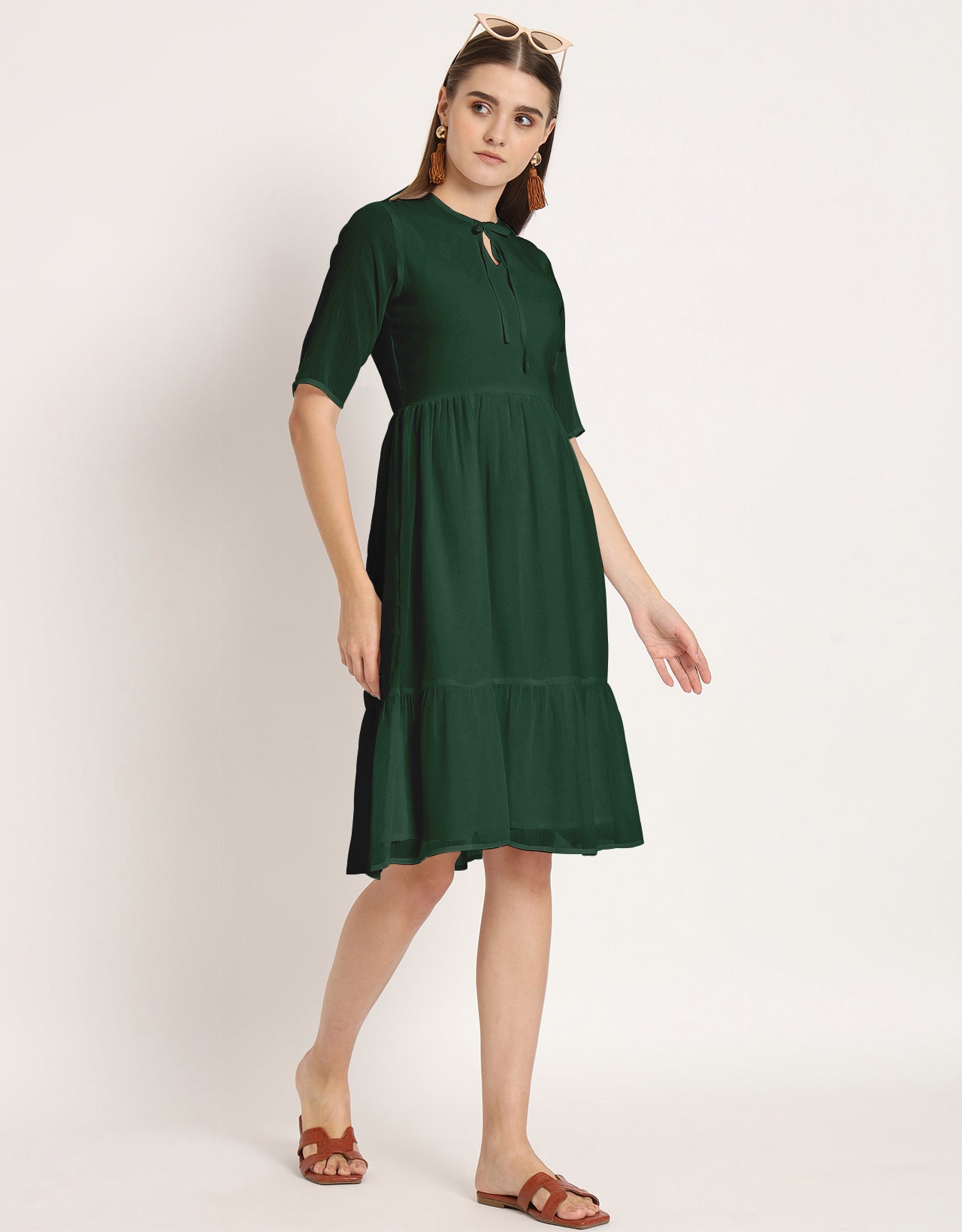 Solid Tiered Swing Dress