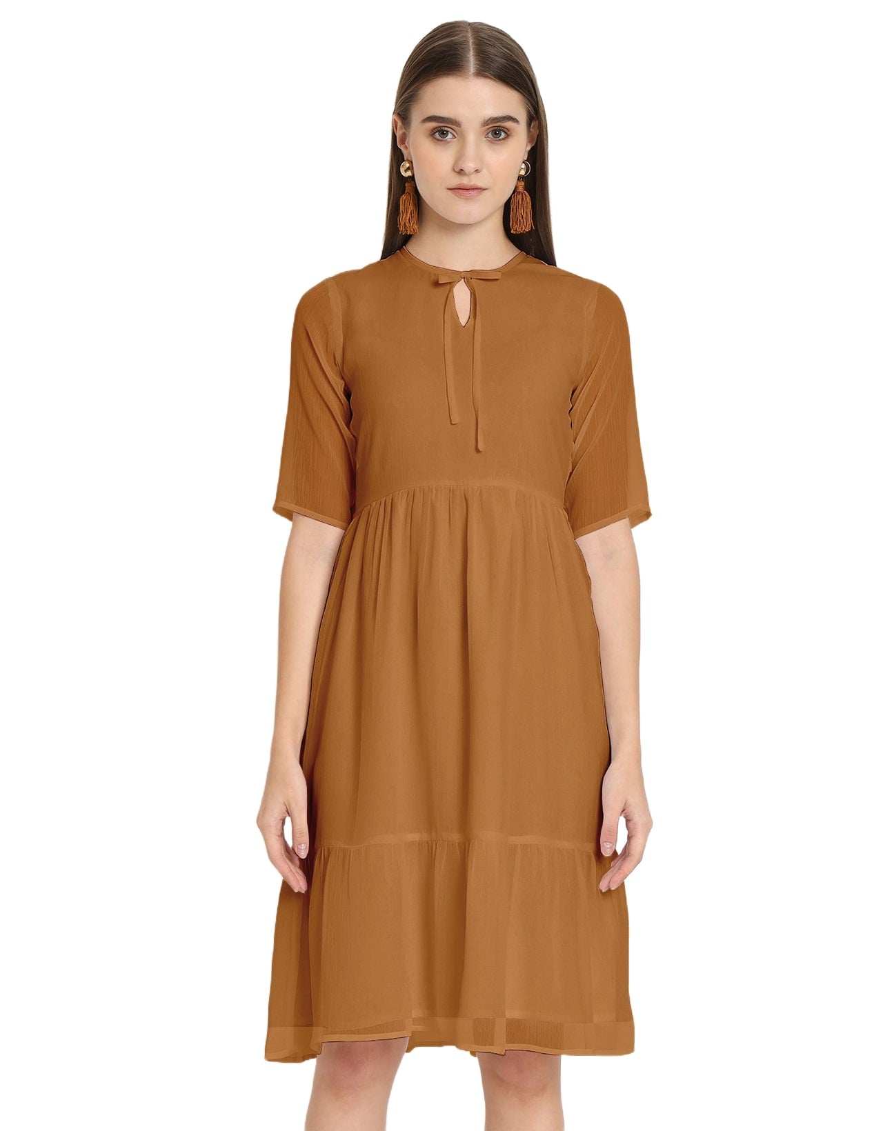 Solid Tiered Swing Dress