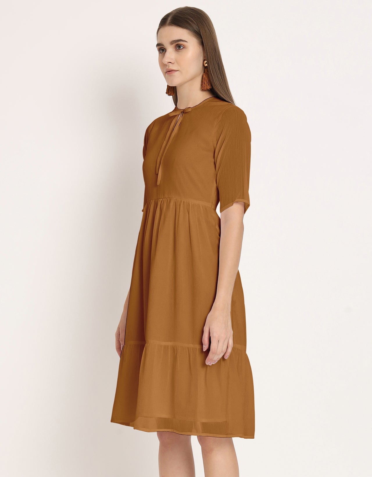 Solid Tiered Swing Dress
