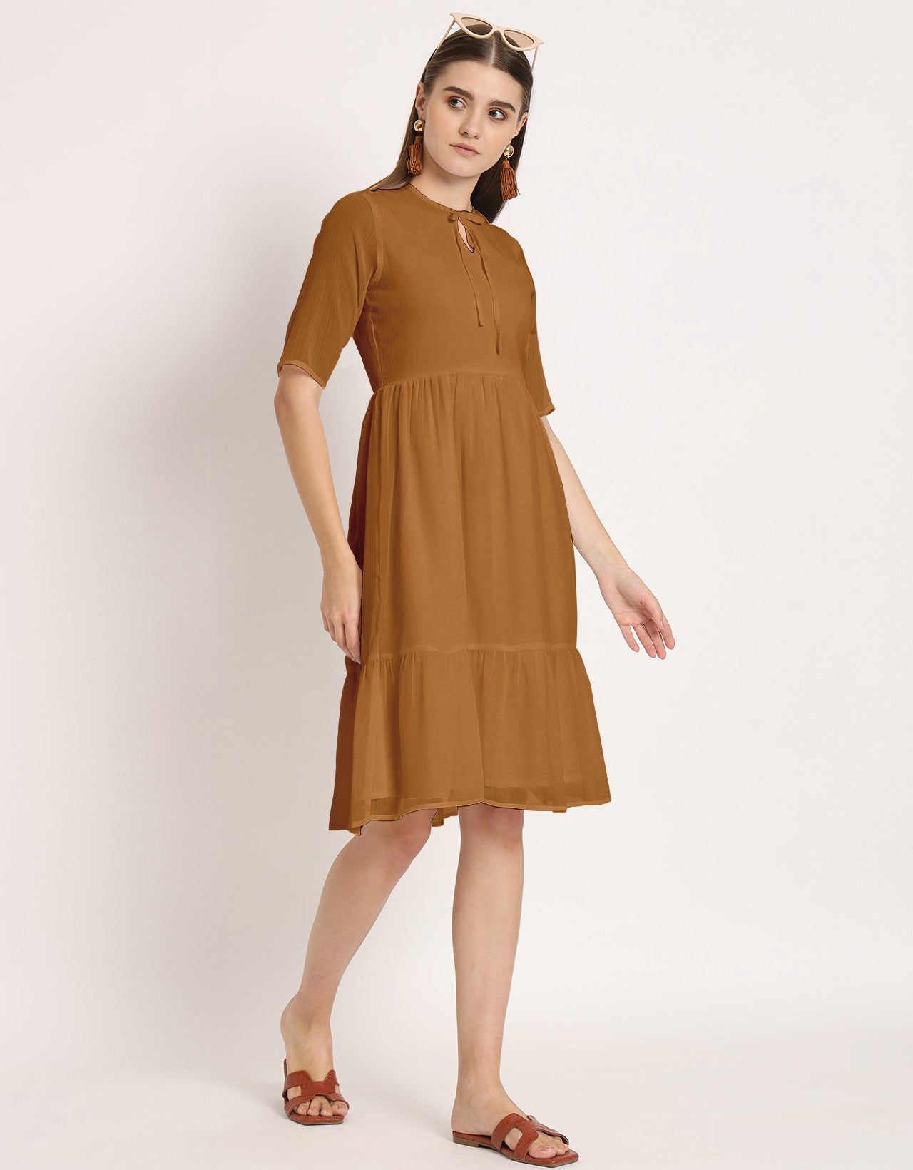 Solid Tiered Swing Dress