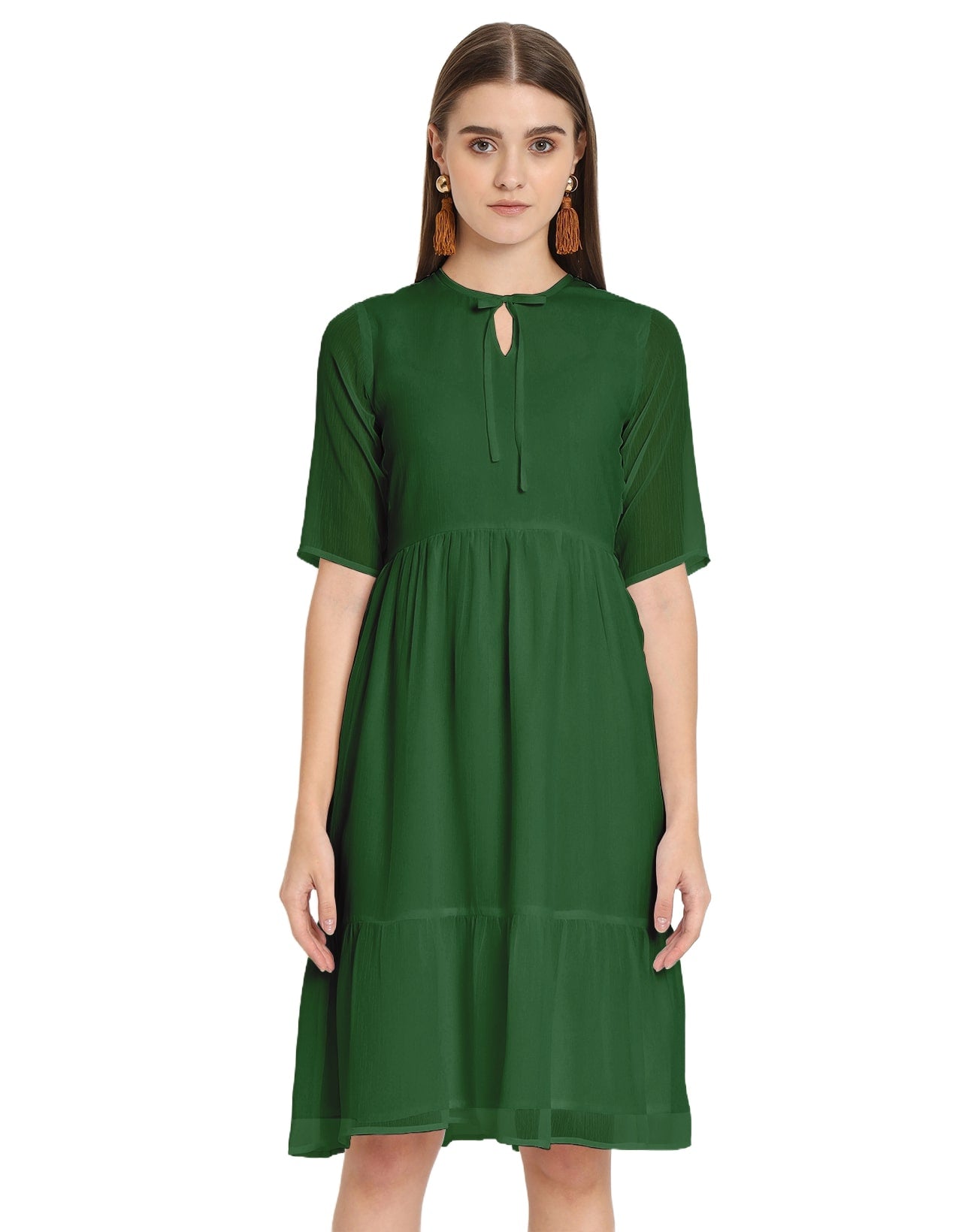 Solid Tiered Swing Dress