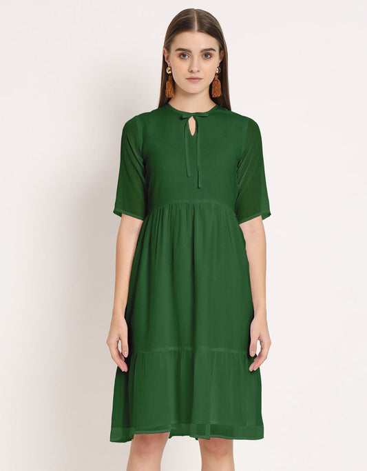 Solid Tiered Swing Dress